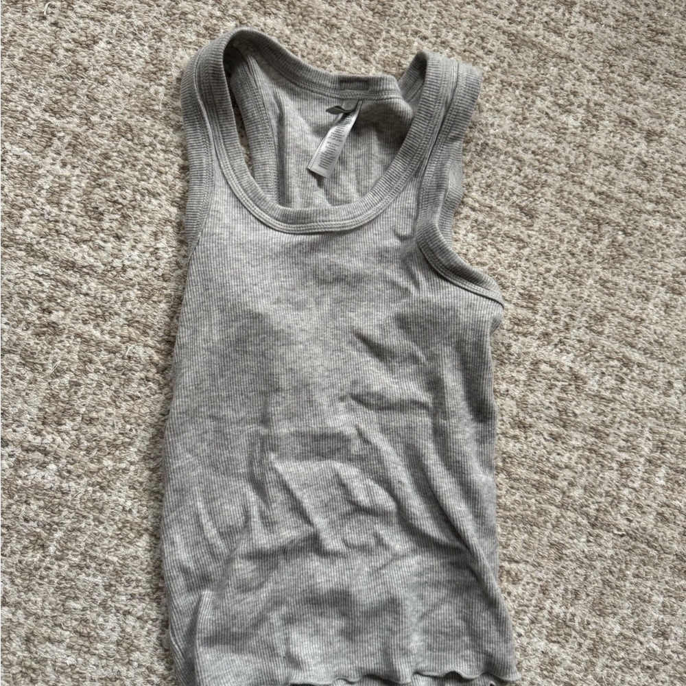 Skims Gray Ribbed Tank Top and Boxer Shorts